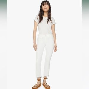 MOTHER The Insider Crop Step Fray Jeans Fairest Of Them All White Sz 25